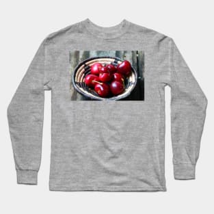 Red cherries in a basket. Long Sleeve T-Shirt